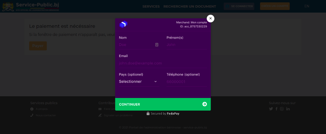 processus de paiement